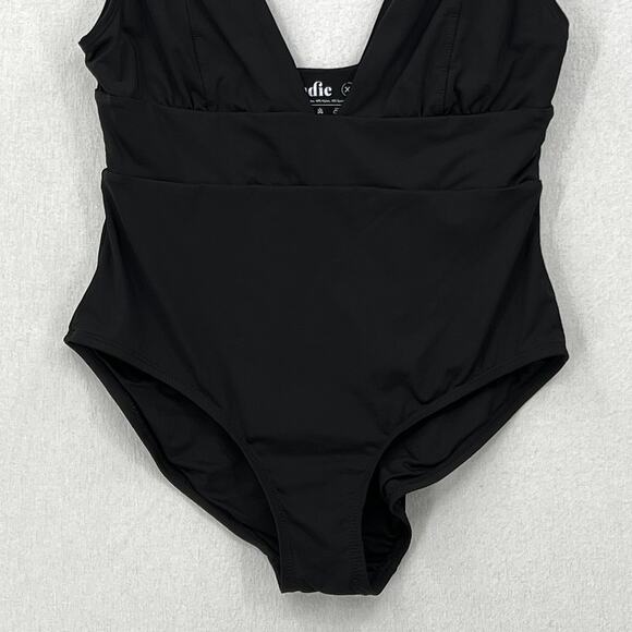 ANDIE Mykonos Classic One Piece Swimsuit Women XL Black Plunge V Neck Wide Strap - Picture 7 of 14